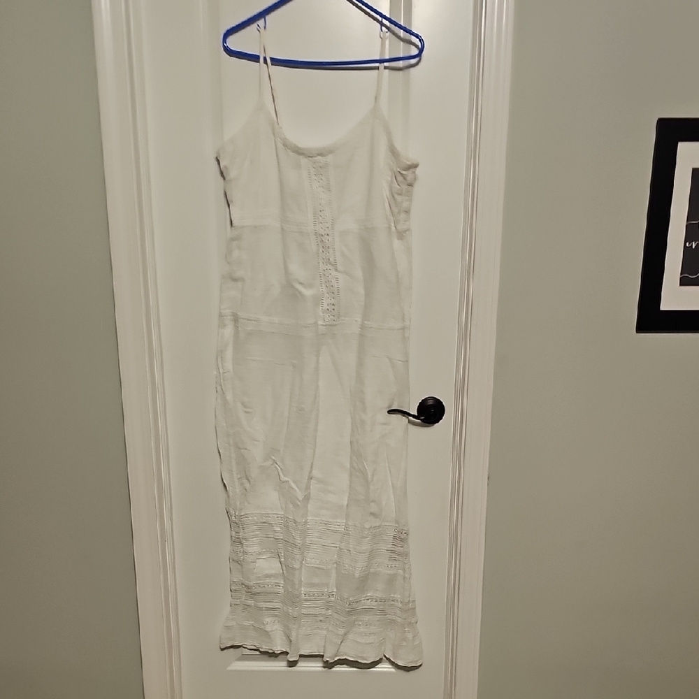 Old Navy White Midi Dress with Spaghetti Straps
